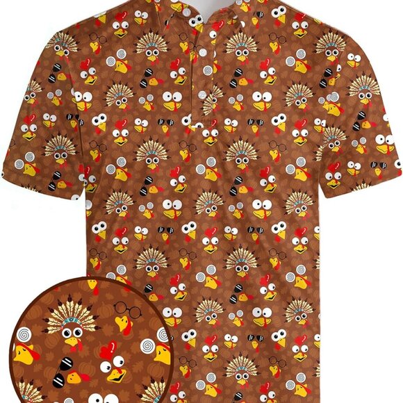 Funny Polos for Men Funny Print Short Sleeve Shirts Quick Dry Polo Shirts Hawaii